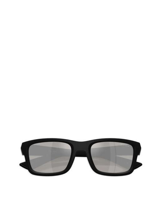 Prada Linea Rossa Black Rectangle-Frame Sunglasses for men