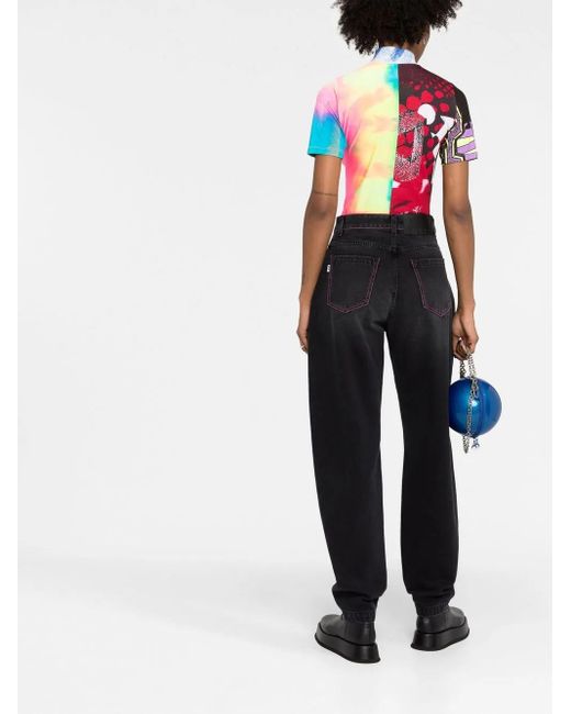 MSGM Black Barrel-Leg High Waisted Jeans
