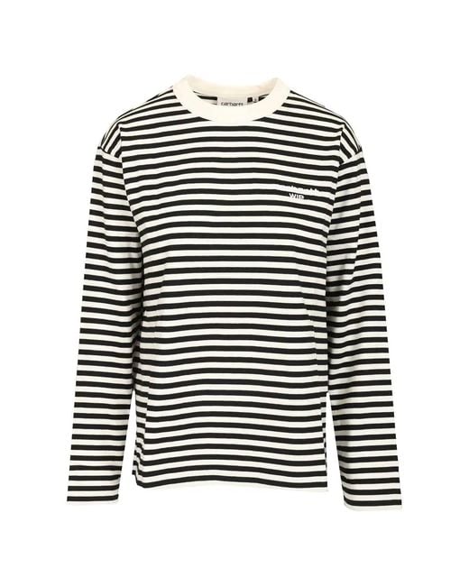 Carhartt White Ezra Striped Long-Sleeve T-Shirt
