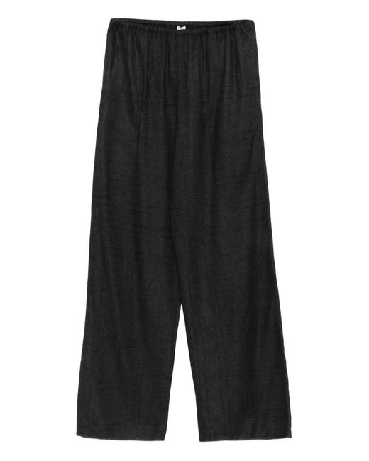 Totême Black Monogram Flannel Trousers