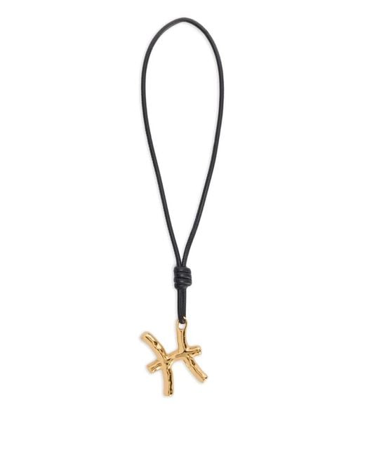 Jil Sander Metallic Zodiac Charm Leather Necklace