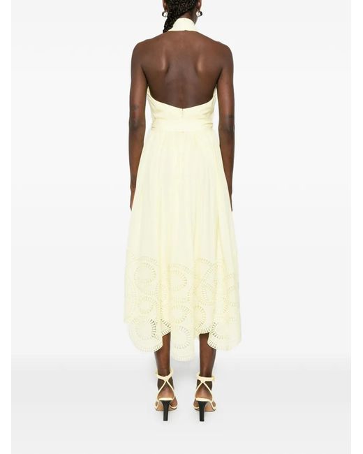 Elie Saab White Tie-Neck Midi Dress