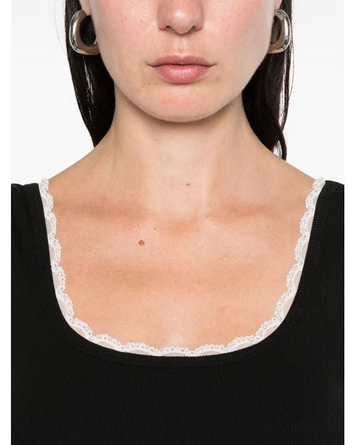 Sandro Black Beaded Embroidered Cotton Vest Top
