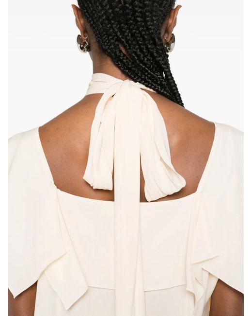 Lanvin White Ruffled Tie Blouse