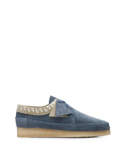 Clarks Blue Weaver Whipstitch Lace-Up Derby Shoes for men