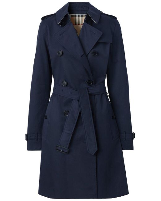Burberry Blue Mid-length Kensington Heritage Trench