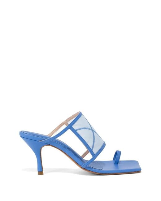 Andrea Wazen Blue Tabaris Heeled Sandals