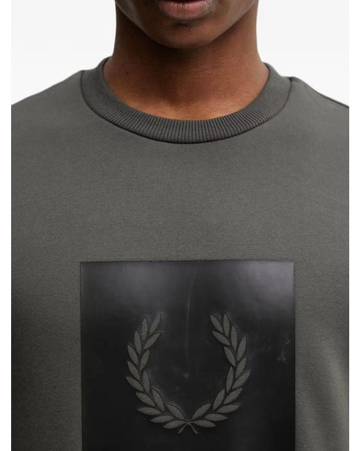 Fred Perry Gray Square-Appliqué Sweatshirt for men