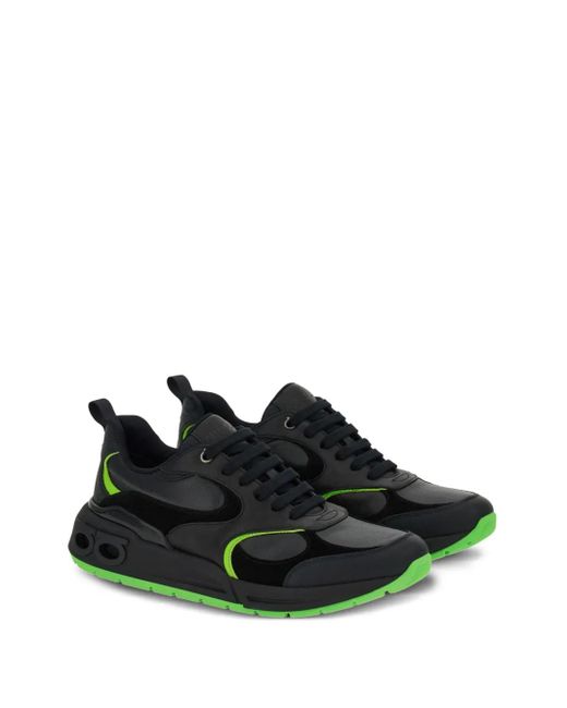 Ferragamo Green Sneaker With Color Inserts for men