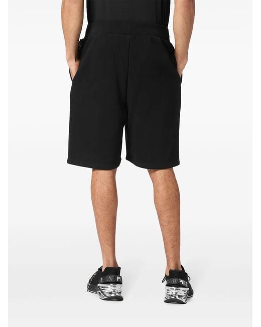 Philipp Plein Black Logo-Patch Track Shorts for men