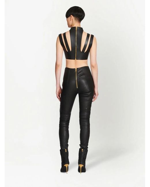 Balmain Leren Top in het Black