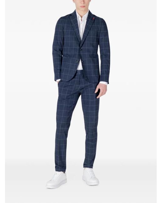 MULISH Blue Check-Pattern Suit for men
