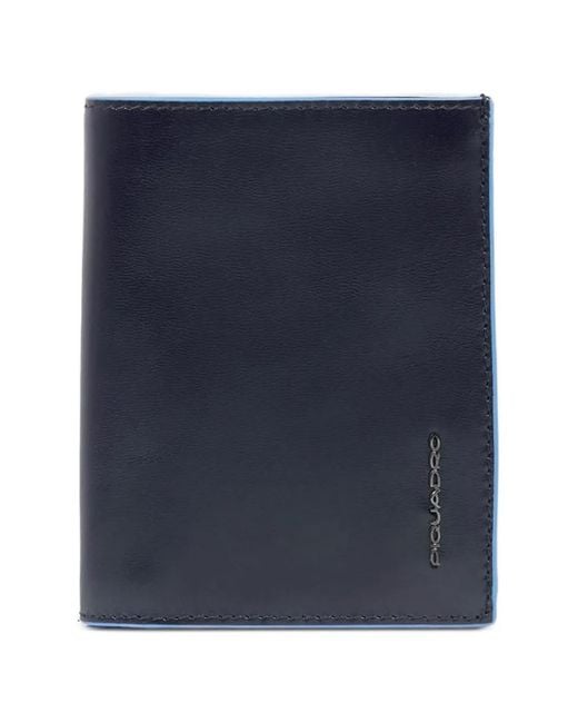 Piquadro Blue Trifold Leather Wallet