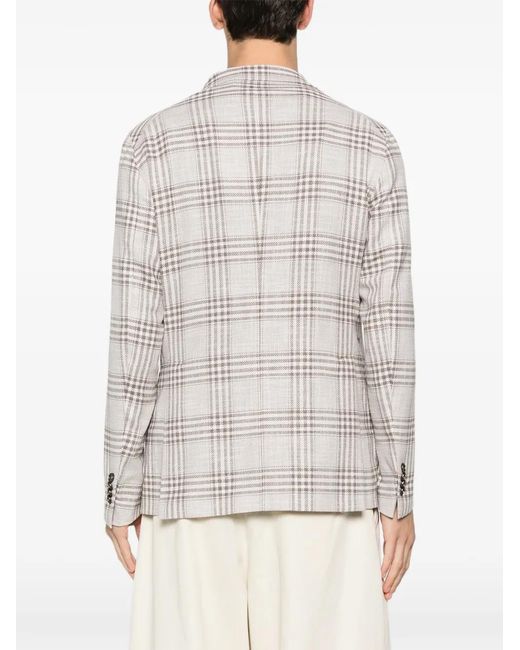 Tagliatore White Checked Single-Breasted Blazer for men