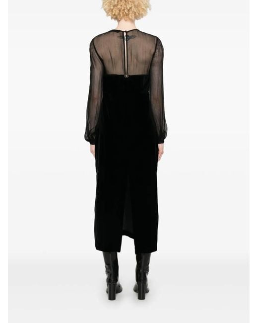 Twinset Black Velvet Midi Coat