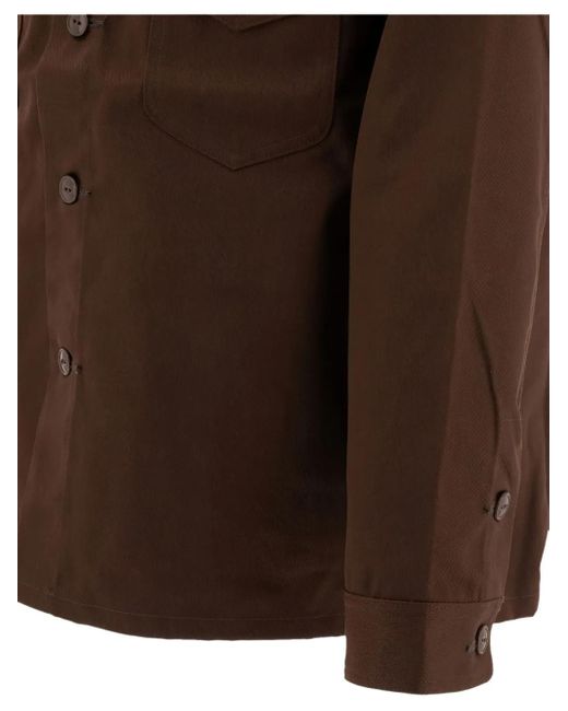South2 West8 Brown Button-Down Chest-Pocket Shirt Jacket for men