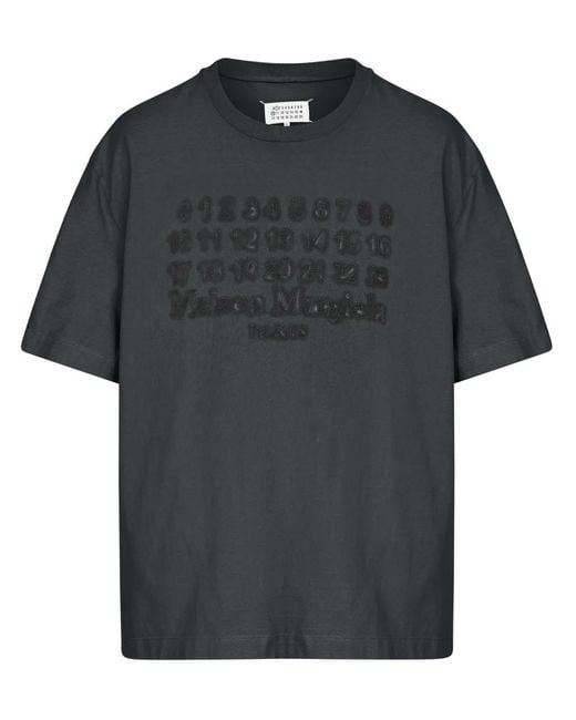 Maison Margiela Black Minimalist Short-Sleeved T-Shirt With Tonal Embossed Design for men