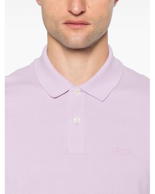 Boss Poloshirt Met Geborduurd Logo in het Pink voor heren