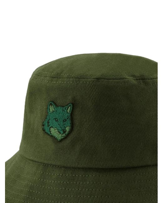 Maison Kitsuné Green Logo-Patch Bucket Hat