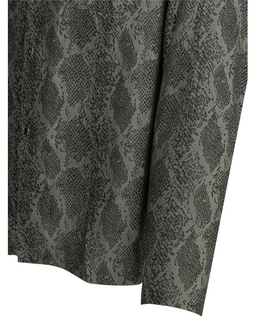 Needles Gray Snakeskin-Print Western-Style Shirt for men