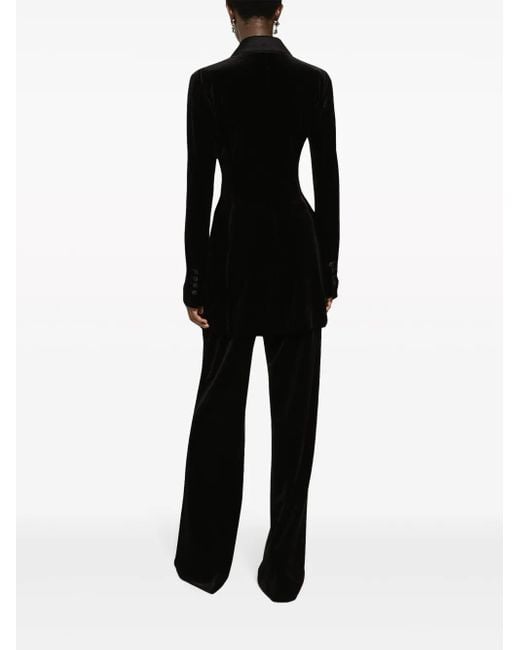 Dolce & Gabbana Black Velvet Double-Breasted Blazer