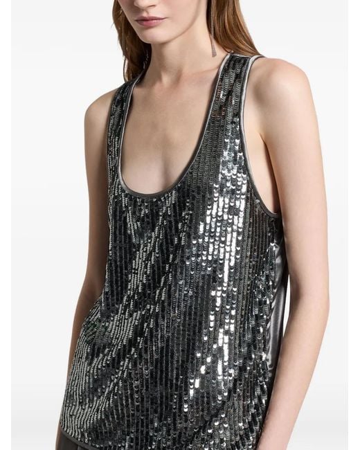 Peserico Black Sequin-Embellished Tank Top
