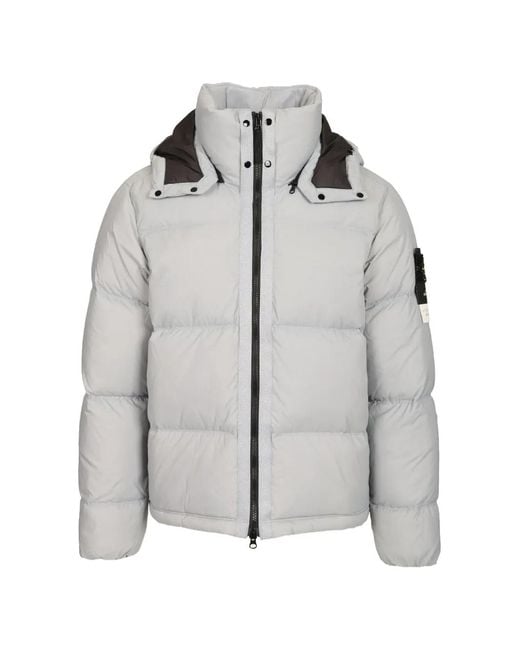 Stone Island Gray Cordura Ripstop Down Jacket for men