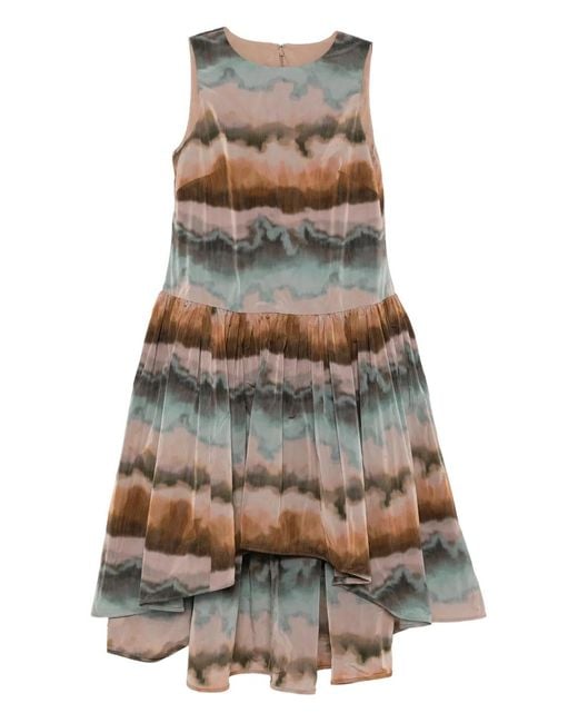 Amsale Multicolor Printed Taffeta Dress