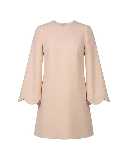 Valentino Garavani Natural Scalloped-Edge Flared-Sleeve Mini Dress