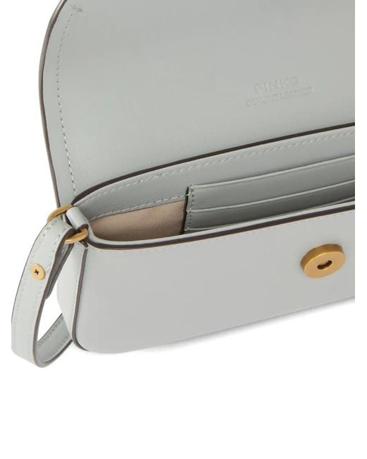 Pinko Gray Saddle Flat Medium Shoulder Bag