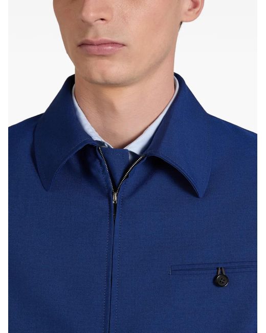 Montedoro Blue Primo Zip-Up Wool Bomber Jacket for men