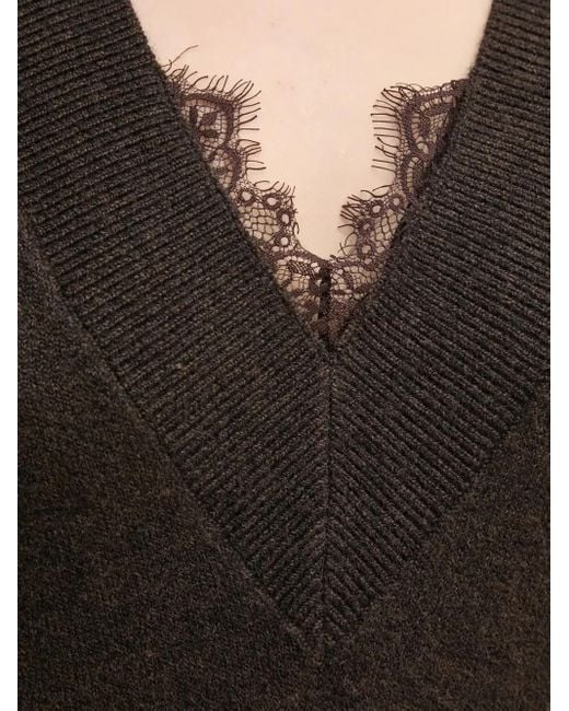 Pedro Del Hierro Madrid Black Lace-Trimmed Knit Dress
