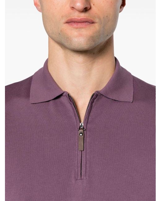 Canali Poloshirt mit Reißverschluss in Purple für Herren