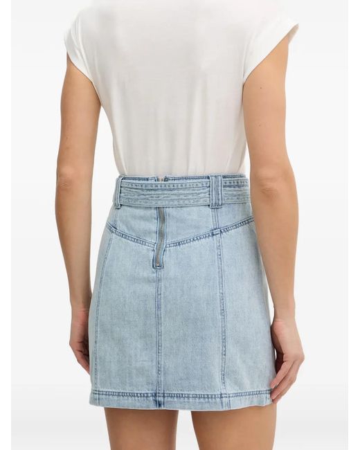 Morgan Blue Belted Button-Front Mini Skirt