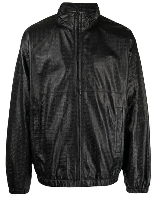 Givenchy Black Embossed-4g Leather Jacket for men