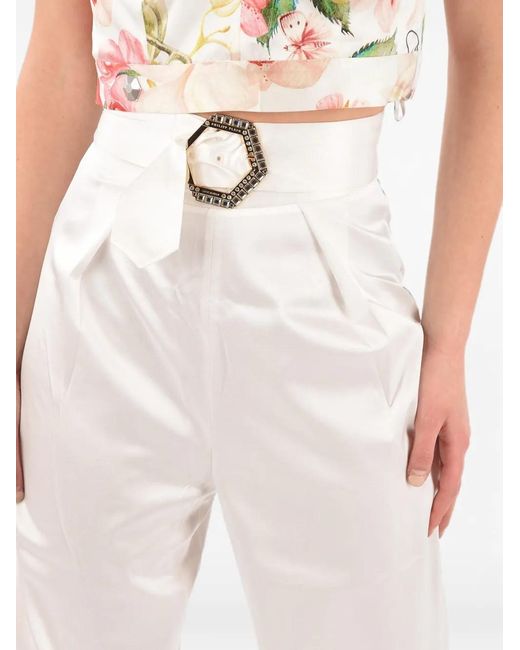 Philipp Plein Pink Buckle-Fastening Palazzo Pants