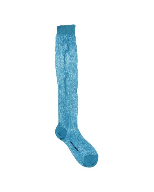 DSquared² Blue Logo-Print Ribbed Socks