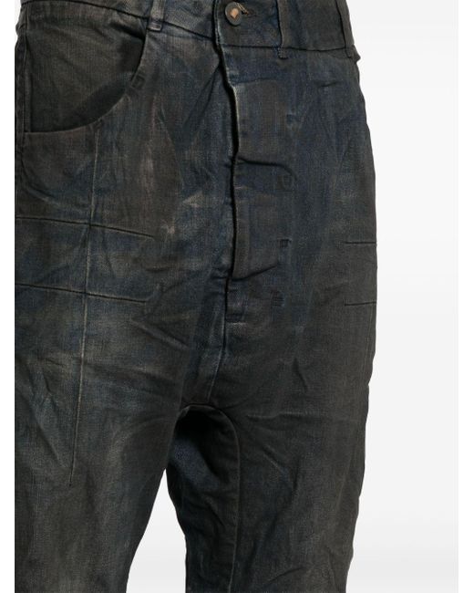 Boris Bidjan Saberi Black Asymmetric Drop-crotch Jeans for men