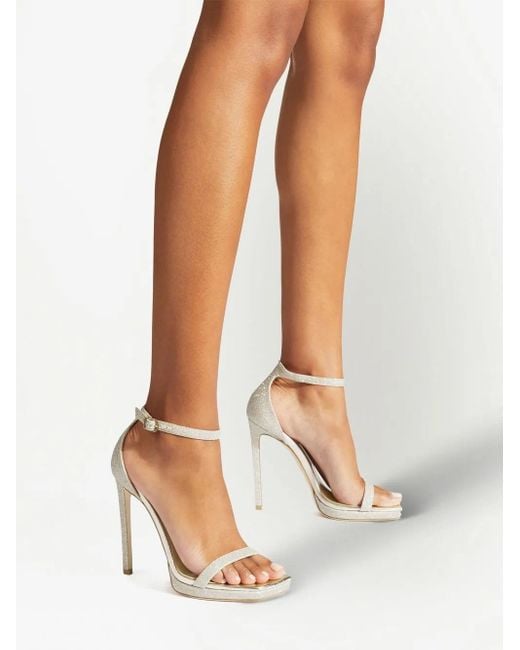 Jimmy Choo White 120Mm Alva Glitter Sandals