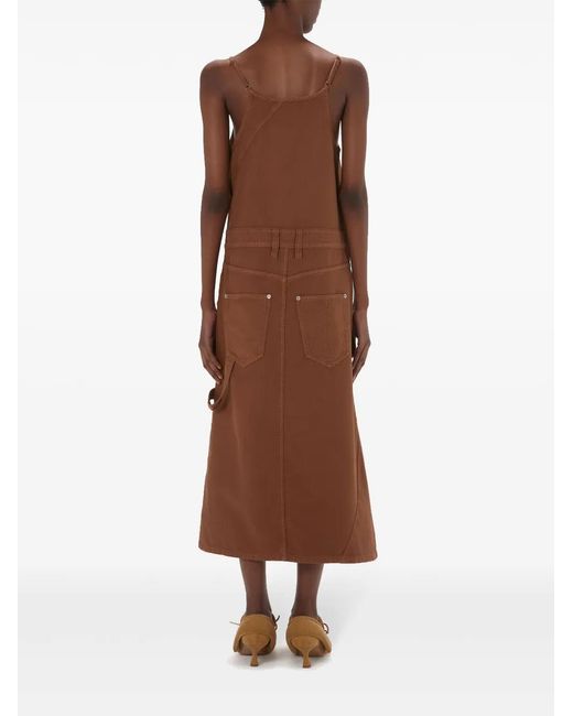 J.W. Anderson Brown Logo-Appliqué Midi Dress