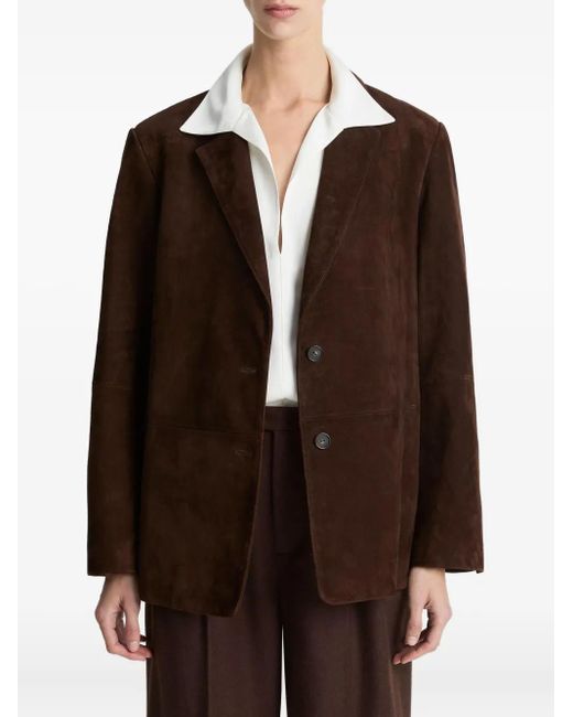 Vince Brown Long-Sleeve Suede Jacket