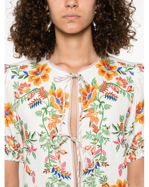 Farm Rio White Delicate Forest Scarves Bluse