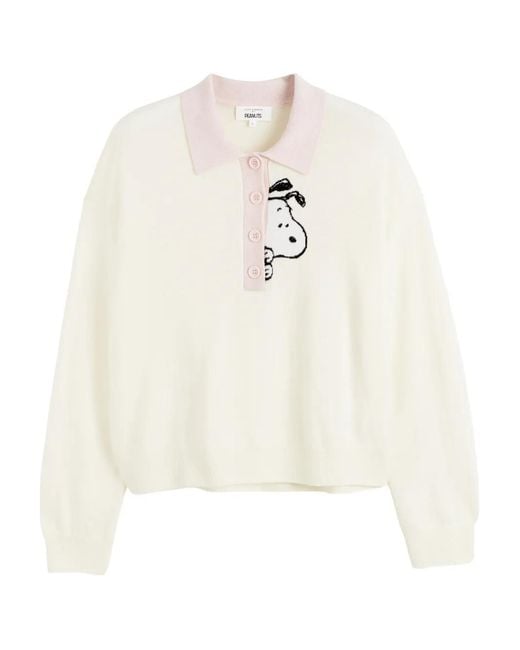 Chinti & Parker Women's White X Peanuts Snoopy Peekabow Polo Shirt