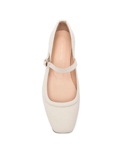 SERGIO MORETTI FIRENZE White Buckle-Fastening Ballet Flats