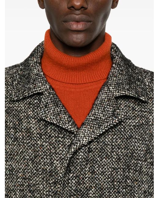 Tagliatore Gray Notched-Collar Single-Breasted Coat for men