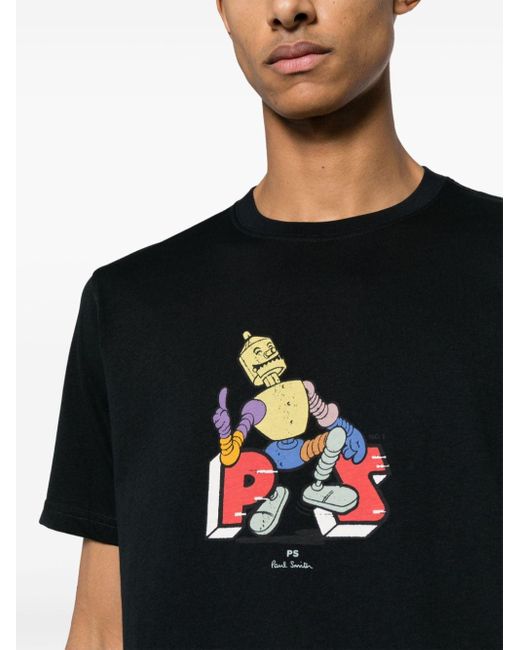 T-shirt à imprimé robot PS by Paul Smith pour homme en coloris Black