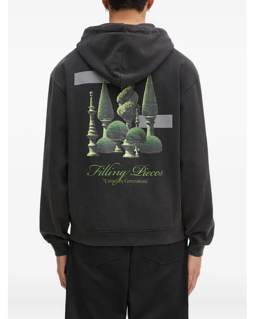 Sudadera con capucha y logo Filling Pieces de hombre de color Black