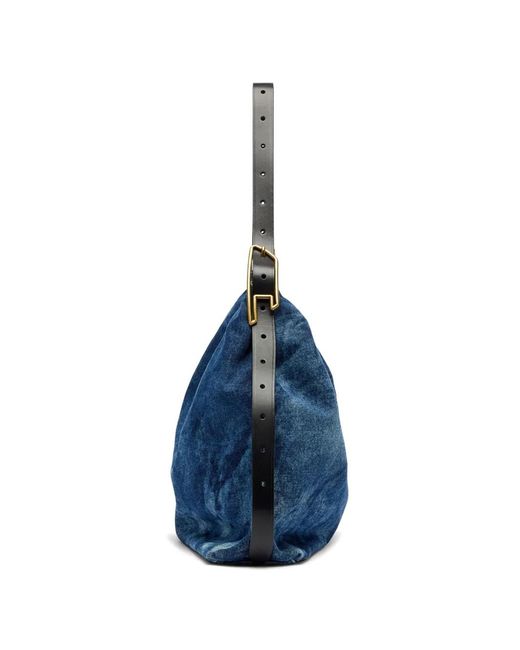 DIESEL Blue D-Line Hobo Denim Tote Bag
