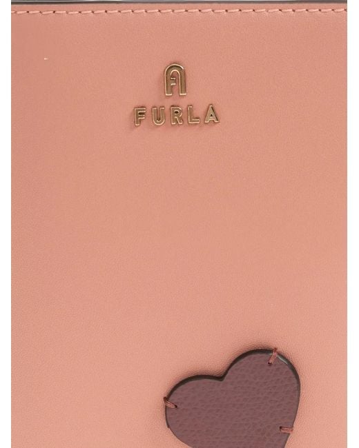 Furla Pink Camelia Heart-Patch Passport Case