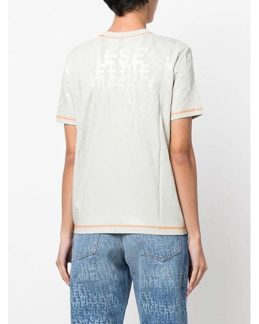 DIESEL White Contrast-Trim T-Shirt